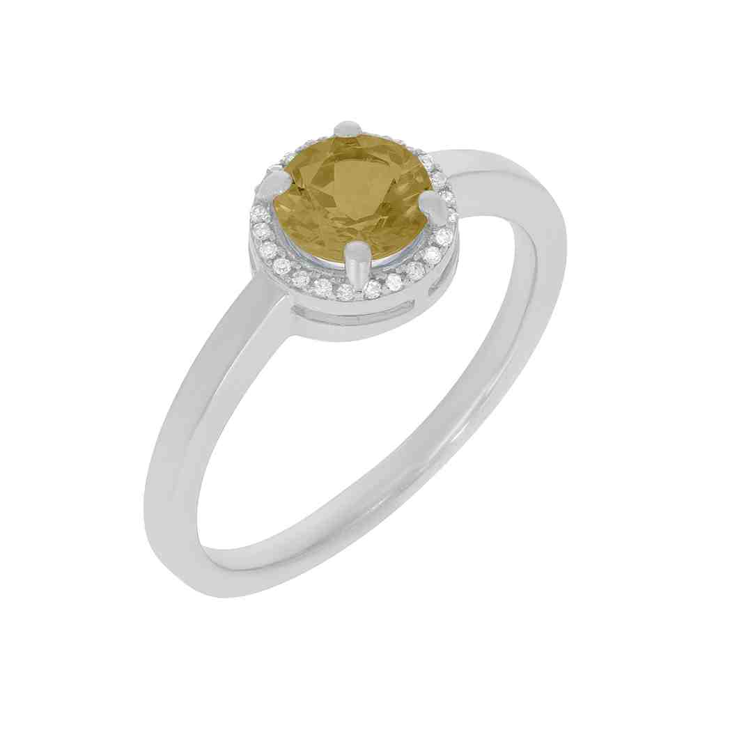 Round Yellow Topaz with a Halo Engagement Ring PD31343ALR YELLOW TOPAZ